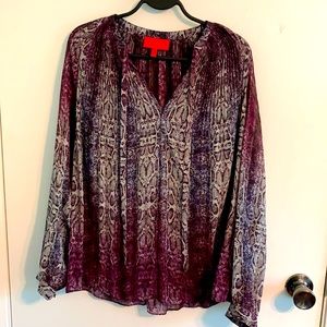 Jennifer Lopez Plum and Gray Animal Print Blouse